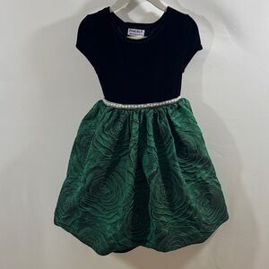 Blueberi Boulevard Black and Green Floral Dress, Size 5